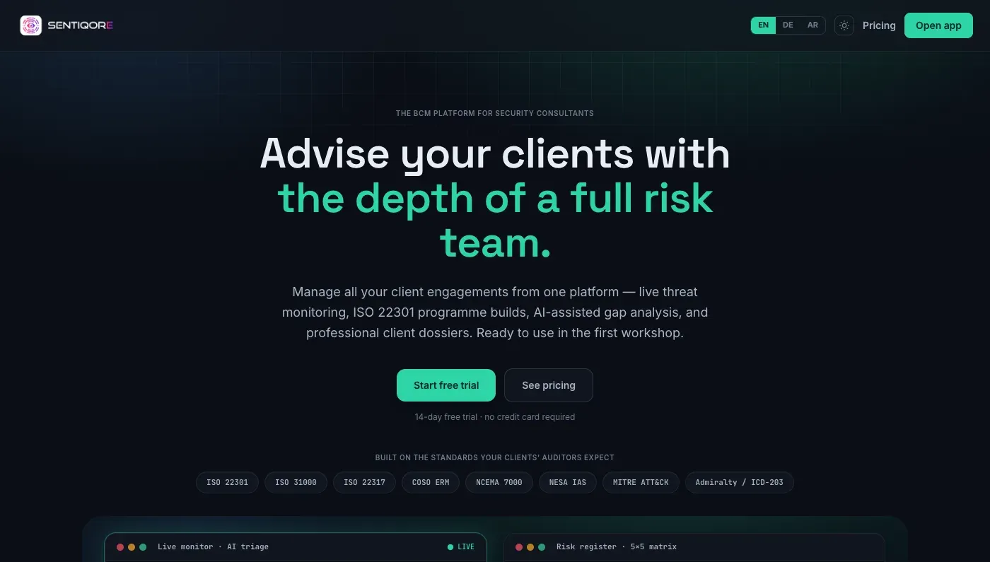 SentiQore Product preview